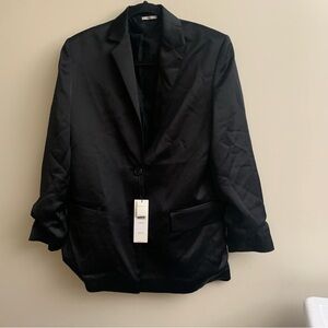 NWT Calvin Klein Elegant Black Women's Blazer satin XS MSRP $168